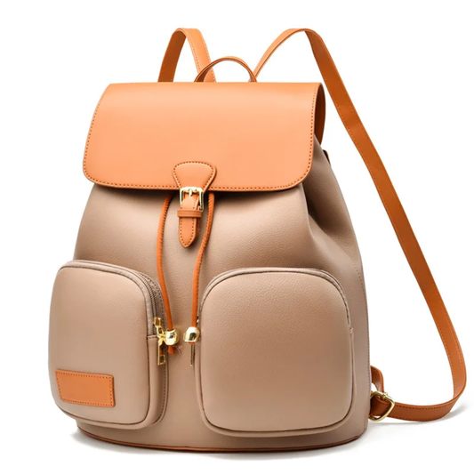 Sac à Dos Tendance en Cuir PU Bicolore – Style Coréen & Grande Capacité
