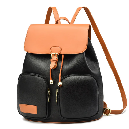 Sac à Dos Tendance en Cuir PU Bicolore – Style Coréen & Grande Capacité