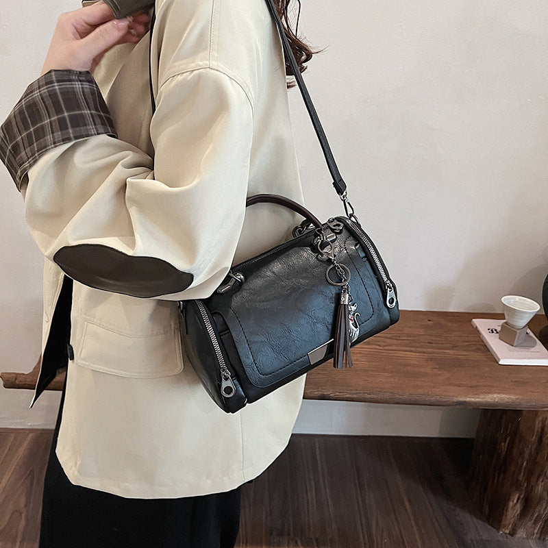 Sac Polochon Vintage en Cuir PU – Sac Fourre-Tout & Bandoulière Tendance