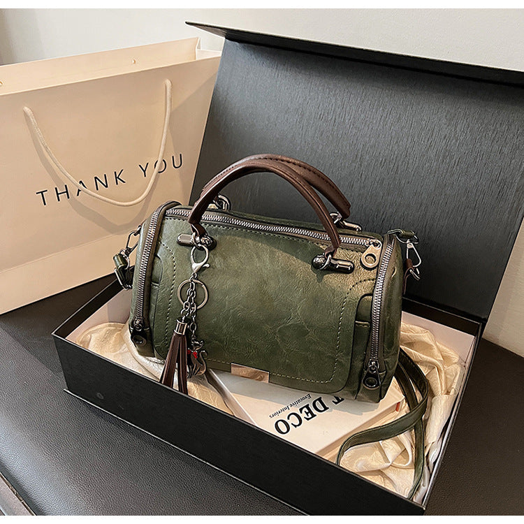 Sac Polochon Vintage en Cuir PU – Sac Fourre-Tout & Bandoulière Tendance