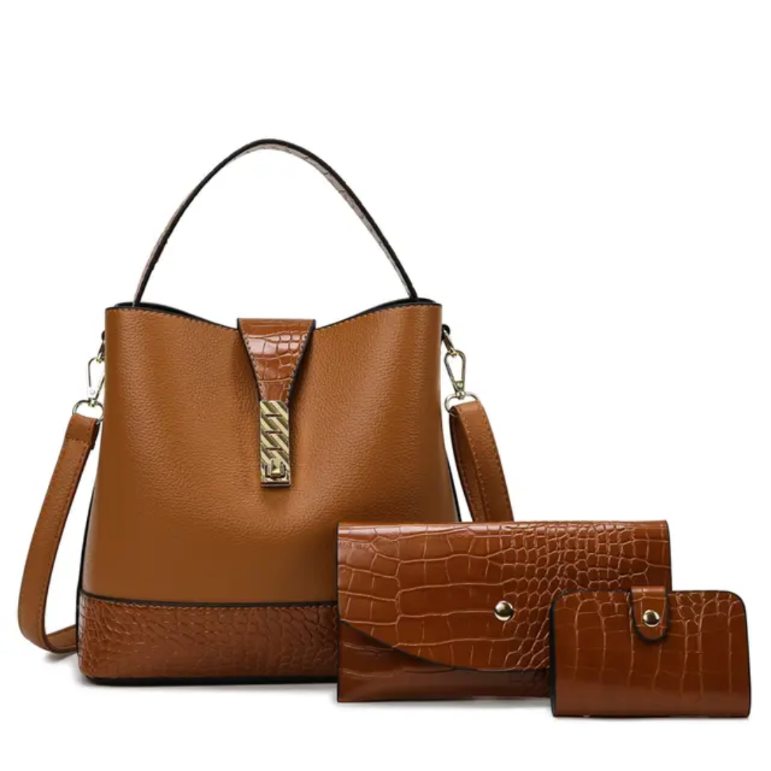 Sac Seau pour Femme en Cuir PU & Effet Croco – Sac à Main, Pochette et Porte-Monnaie