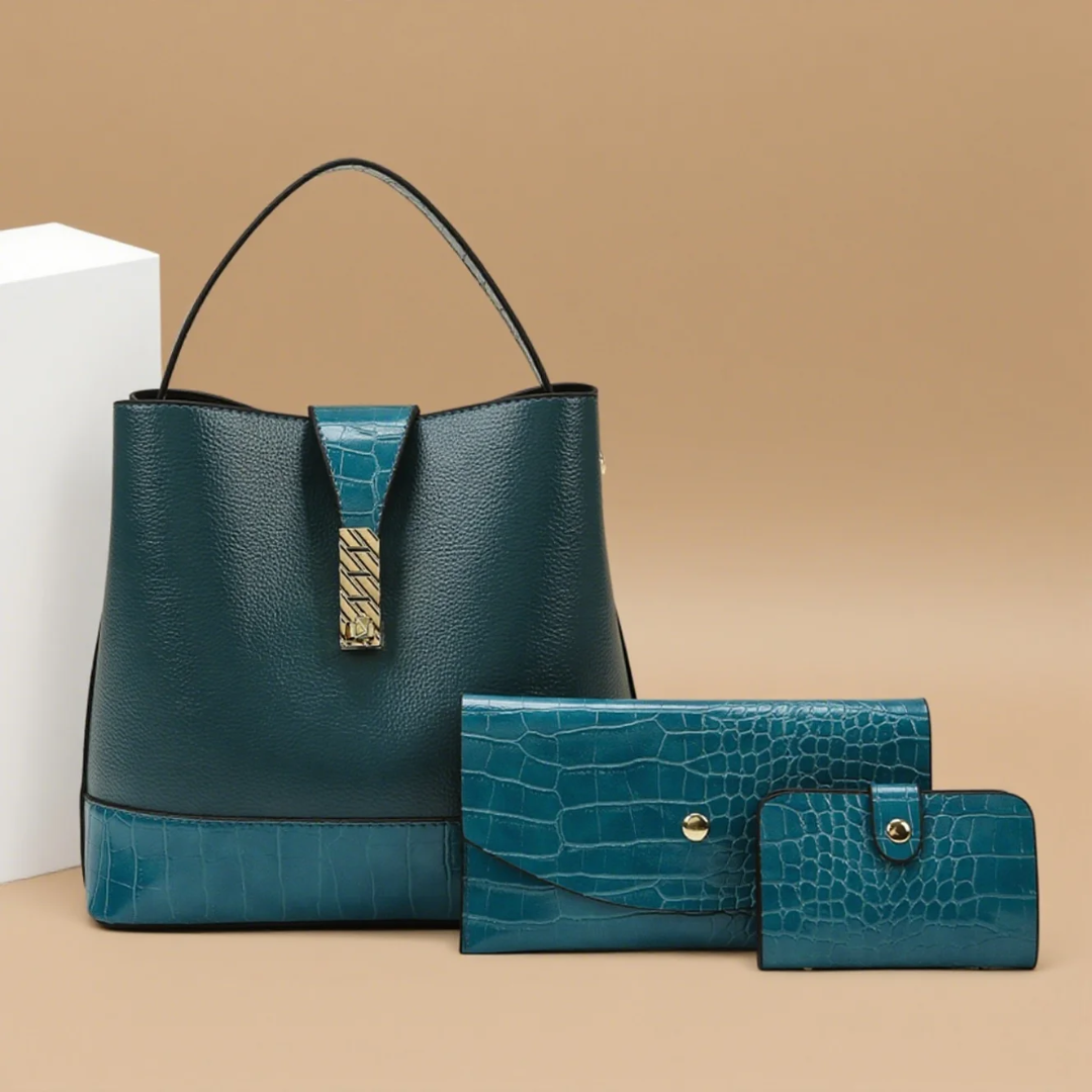 Sac Seau pour Femme en Cuir PU & Effet Croco – Sac à Main, Pochette et Porte-Monnaie