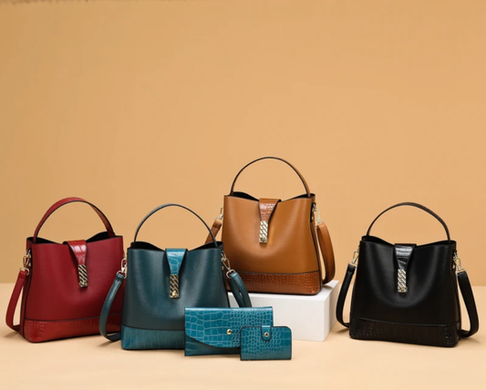 Sac Seau pour Femme en Cuir PU & Effet Croco – Sac à Main, Pochette et Porte-Monnaie
